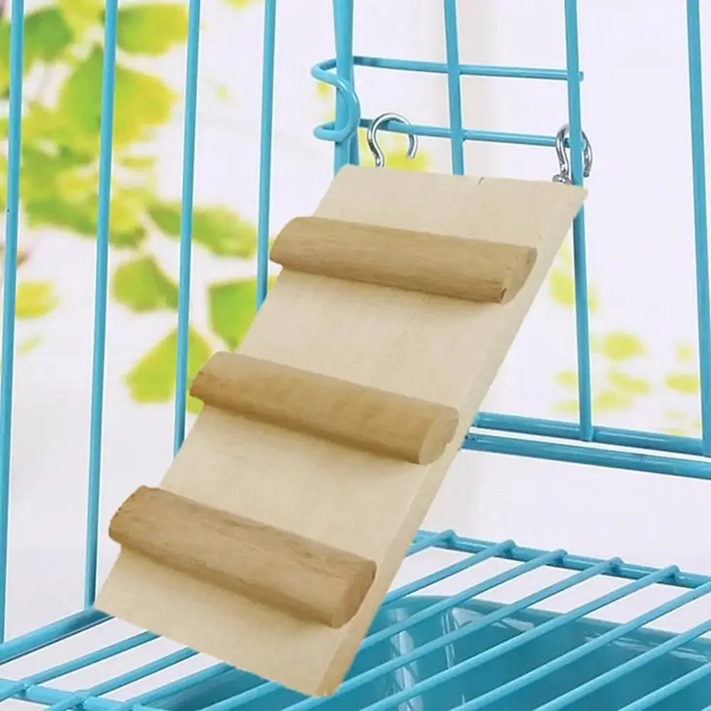 Wooden Hamster Climbing Ladder — Small Animal Cage Accessory & Chew Toy
