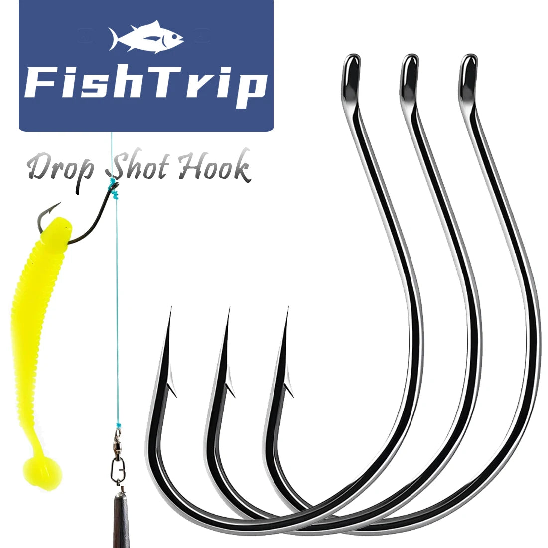 FishTrip High Carbon Steel Fishing Hooks — Versatile Drop Shot & Wacky Rig Set