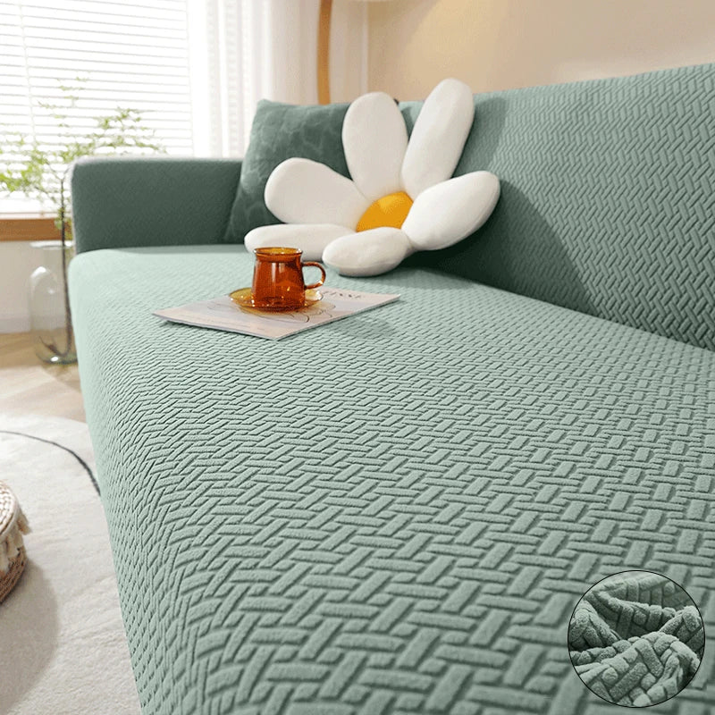 Jacquard Elastic Sofa Cover — Stretch Polar Fleece Slipcover Protector