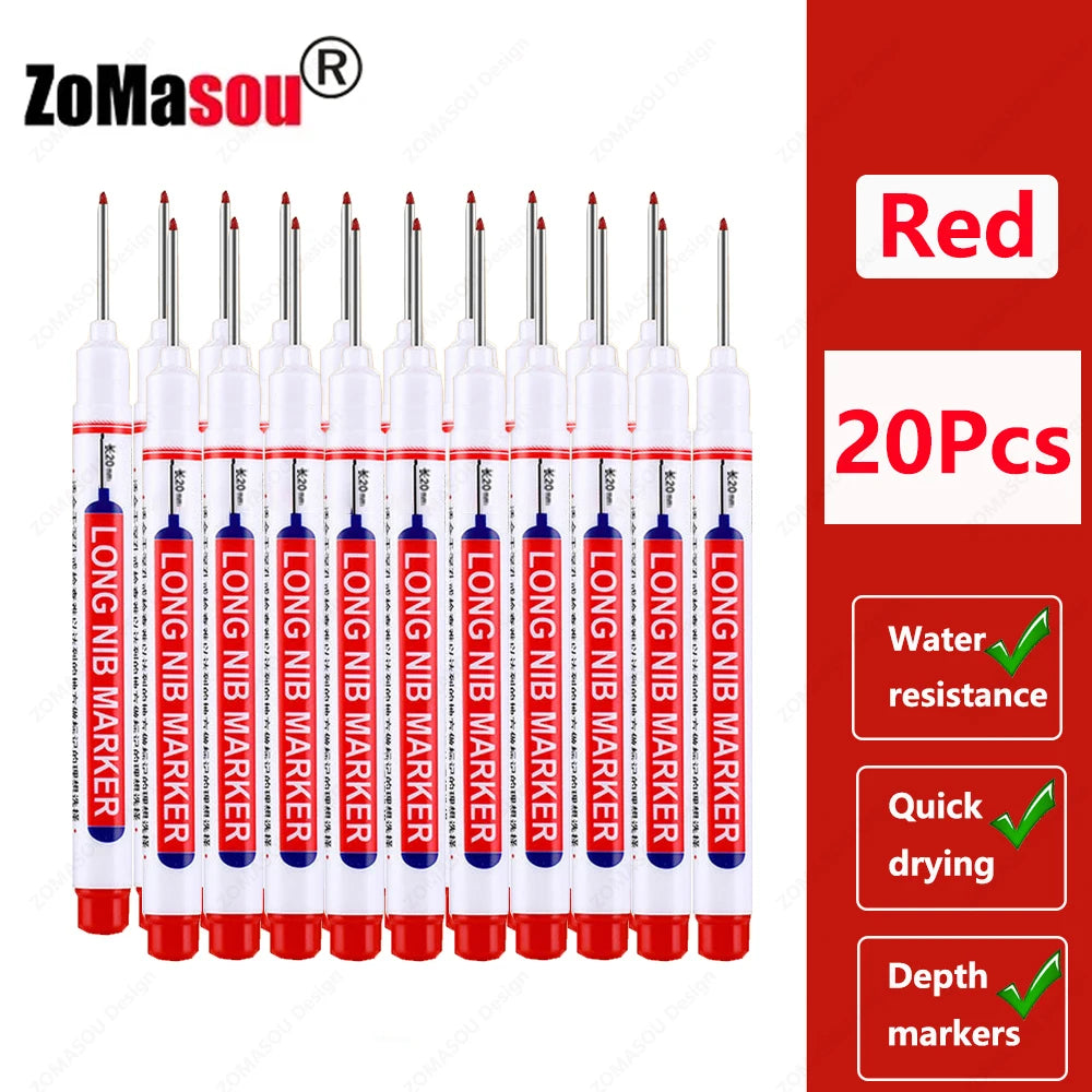 Deep Hole Marker Pen — Waterproof Long Head Woodworking Tool