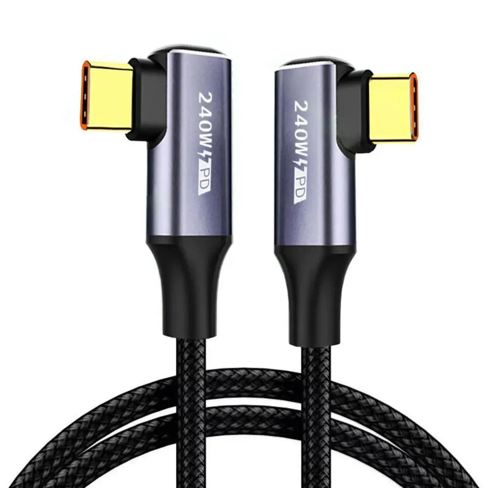 USB C Fast Charging Cable — 240W High-Speed Data Cord, 90 Degree Design