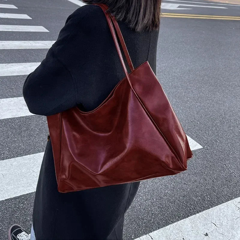 YIYUEQIANLI Women's PU Leather Tote Bag — Large Capacity Shoulder Bag