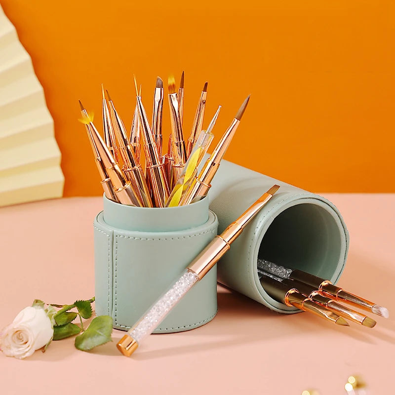 Rose Gold Nail Art Brush Set — Professional Manicure & Acrylic Tools