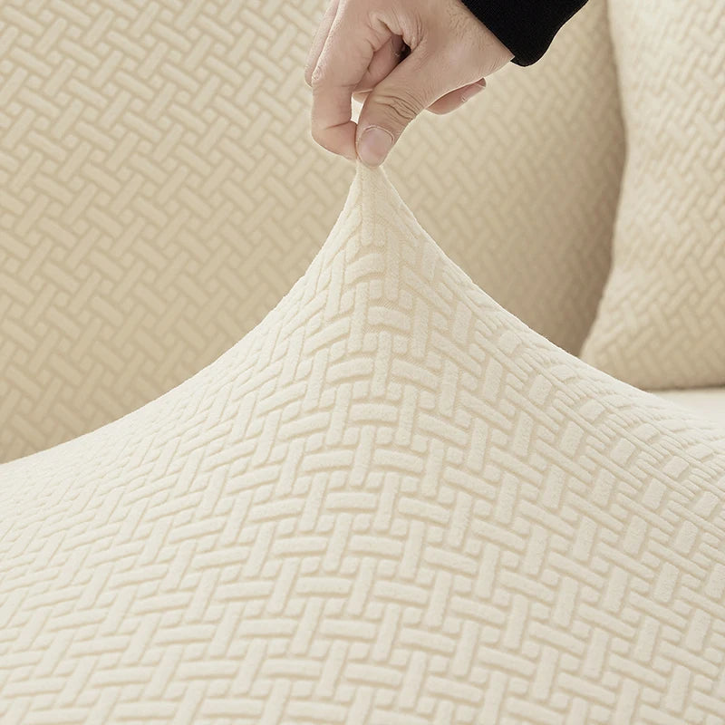 Jacquard Elastic Sofa Cover — Stretch Polar Fleece Slipcover Protector