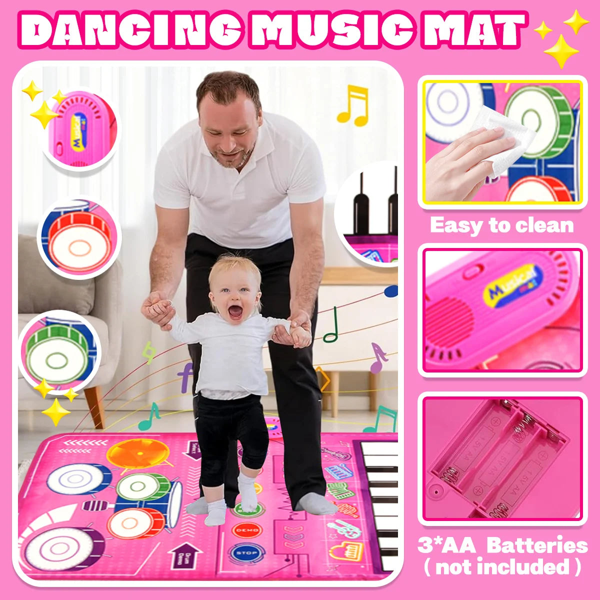 Musical Sensory Piano Mat — Interactive Keyboard and Drum Play Set