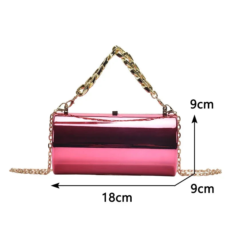 dawndesslo Metallic Cylinder Clutch — Elegant Evening Mini Bag