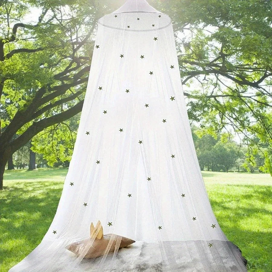 Star Decor Mosquito Net Canopy — Dreamy Night Light Bed Tent for Kids