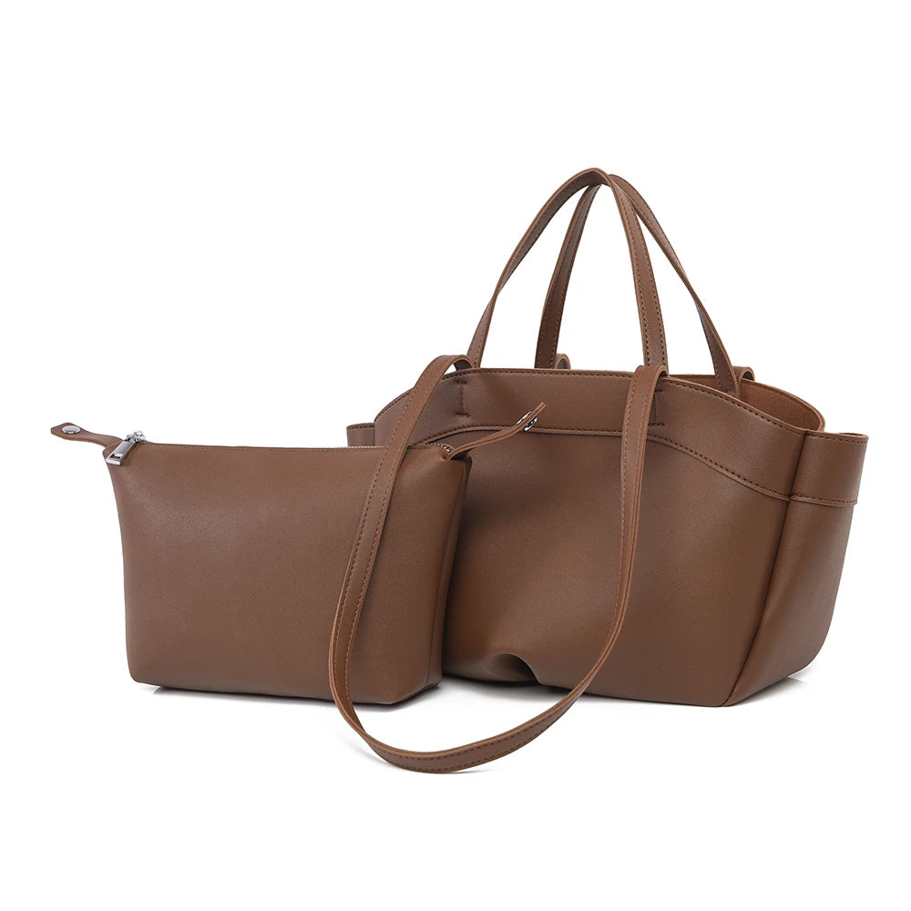 Structured Boat-Shaped Tote Bag — Elegant Handbag with Dual Carry Styles