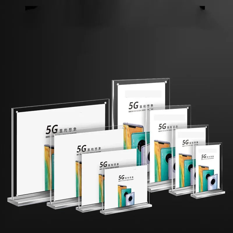 Acrylic Sign Holder — Double-Sided Desktop Display Stand for Posters