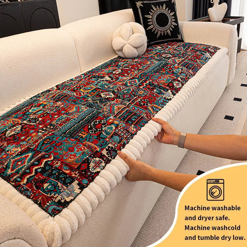 Bohemian Style Thick Sofa Cushion — Anti-Slip Ethnic Seat Pad