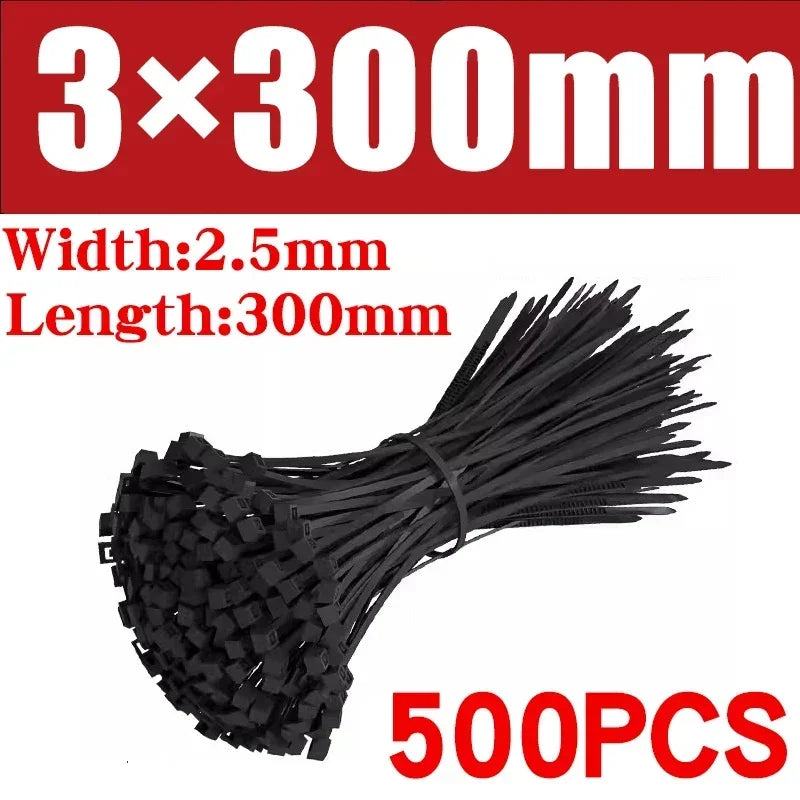 Nylon Cable Tie Set — Self-Locking Plastic Zip Wraps for Wire Management