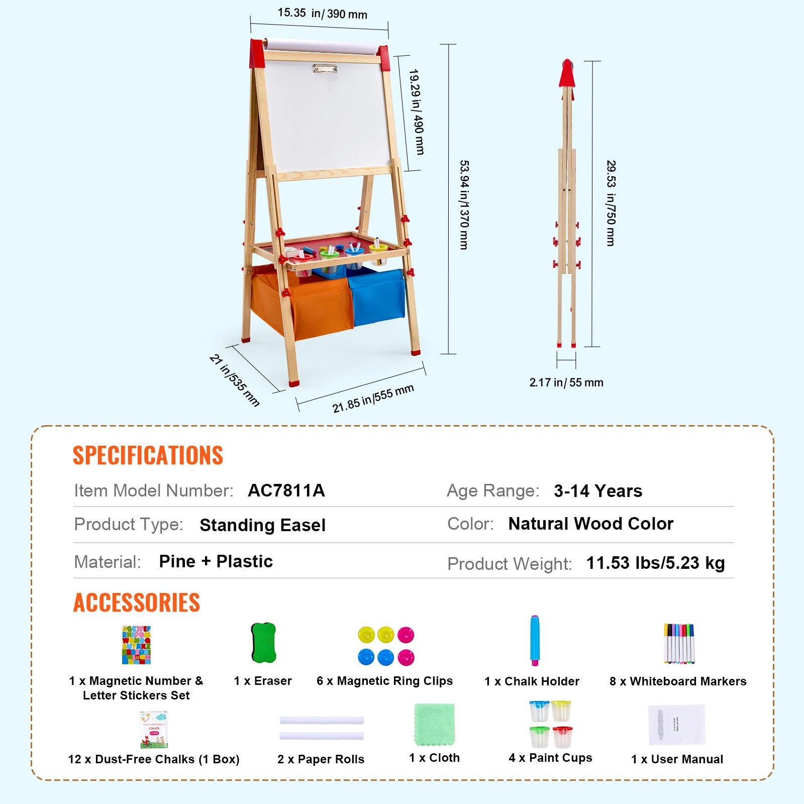 SucceBuy Children Magnetic Drawing Board — Adjustable Art Easel for Creative Play