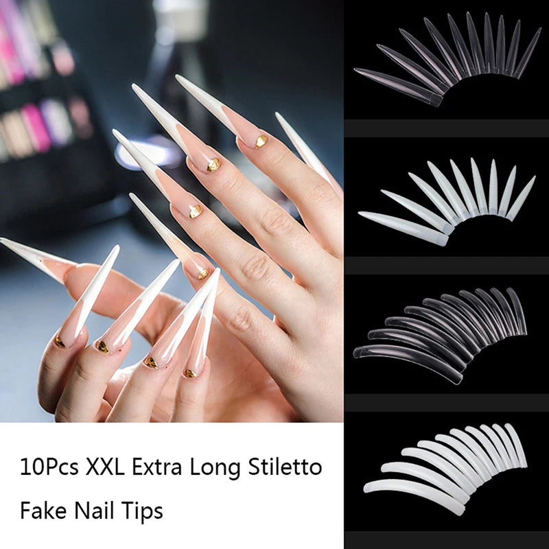 JCSYFAC Stiletto False Nail Tips — Extra Long Professional Nail Art Set