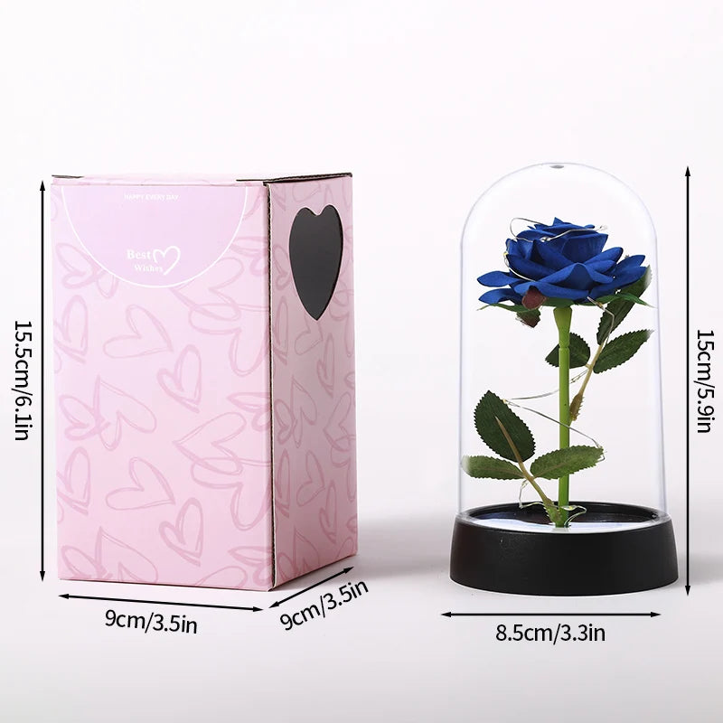 Eternal Rose in Glass Dome — LED Light Decorative Flower Gift