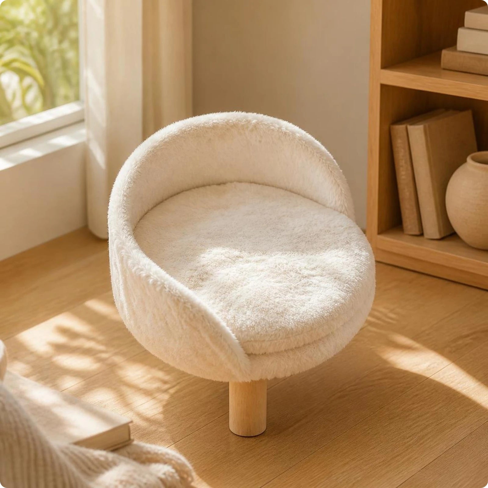 Elevated Cat Sofa Bed — Cozy Cushioned Pet Couch with Wooden Legs