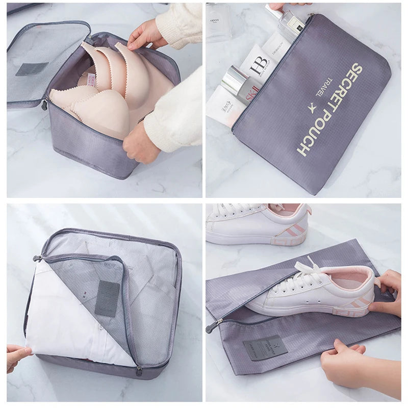 Travel Storage Bag Set — Waterproof Organizer for Cosmetics and Luggage