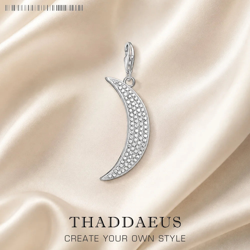 Thaddaeus Moon Zircon Pendant — 925 Sterling Silver Romantic Charm