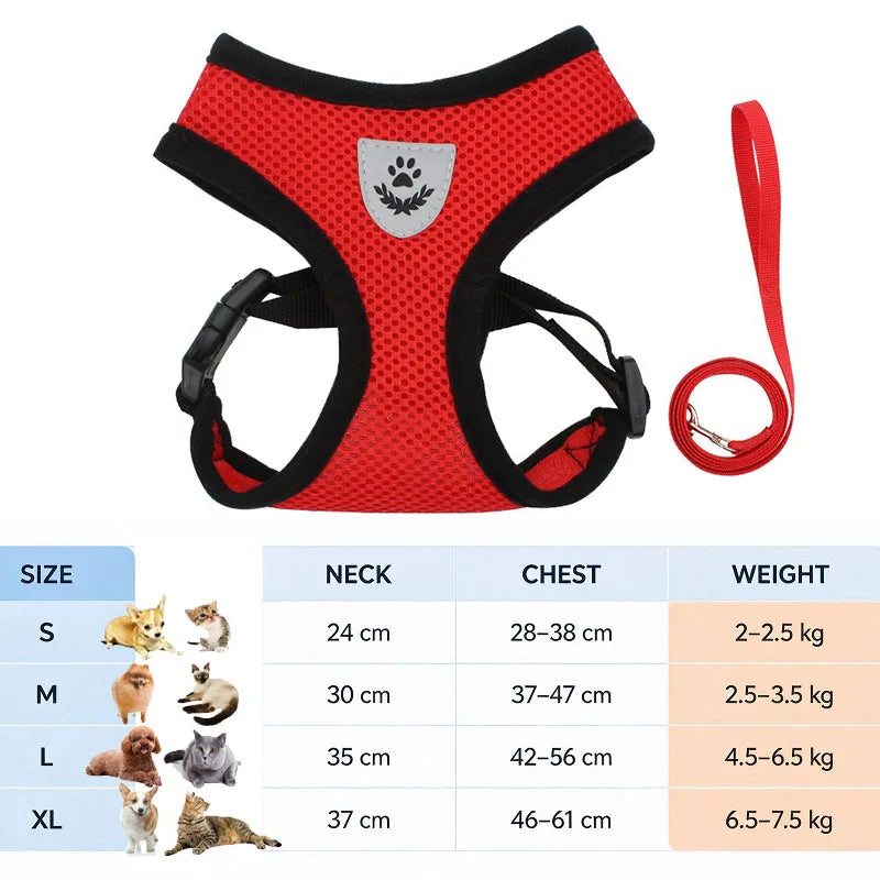 Anti-Escape Cat Harness and Leash Set — Reflective Pet Vest with Quick Release