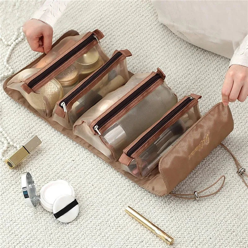 4-in-1 Detachable Cosmetic Bag — Large Capacity Travel Makeup Organizer