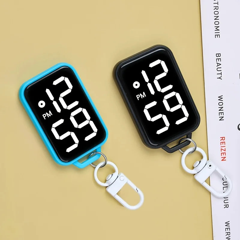 Digital LED Keychain Pocket Watch — Luminous Touch Display Pendant