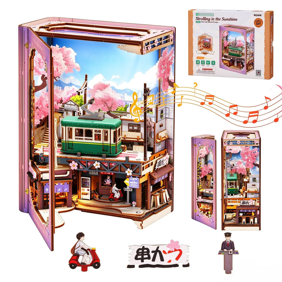 ROKR Wooden Book Nook Kit — Strolling in The Sunshine 3D Puzzle