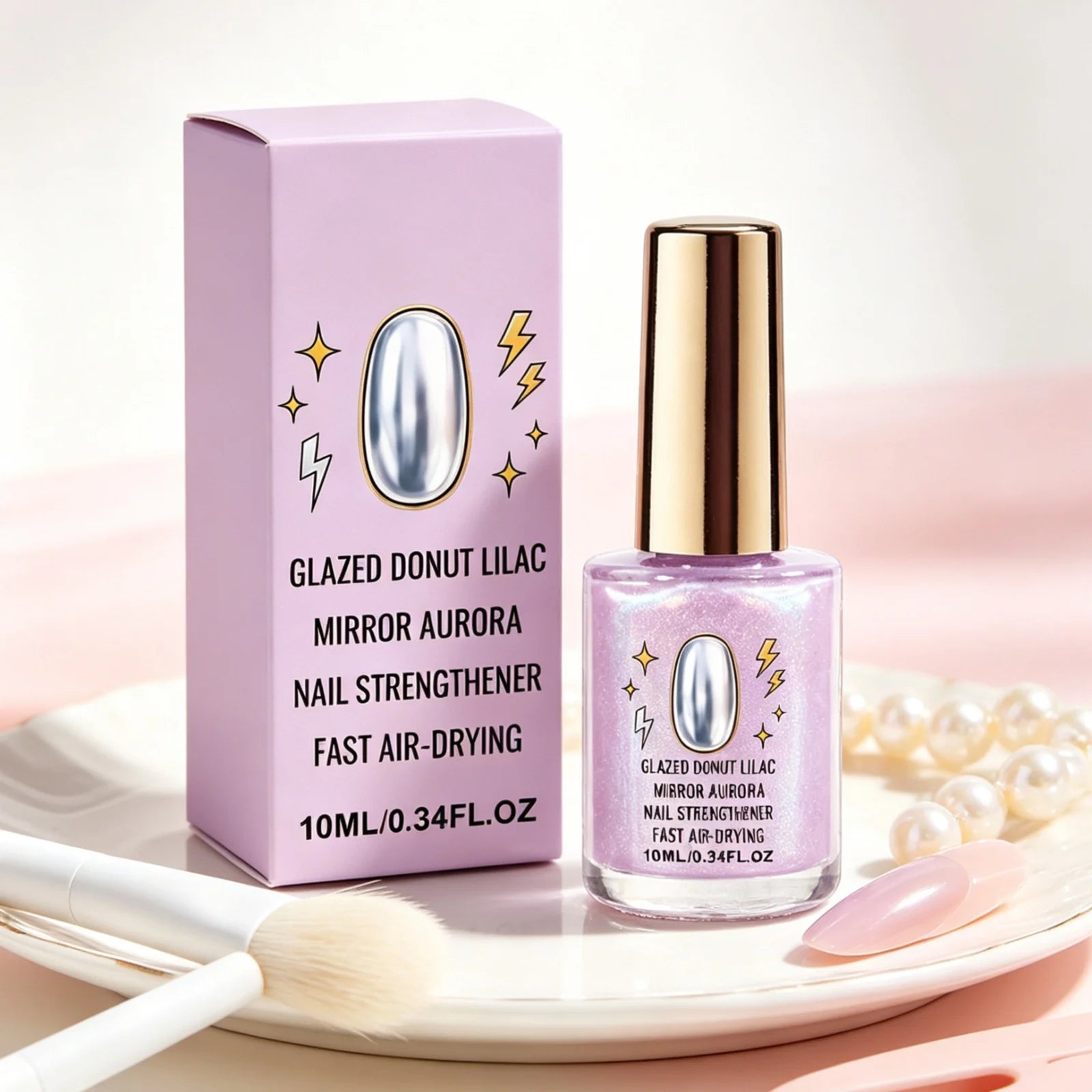 Lilac Aurora Mirror Nail Polish — Quick Drying Glossy Manicure, 10ml