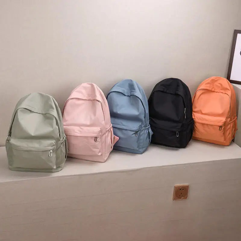 Women's Casual Nylon Backpack — Large Capacity School Rucksack