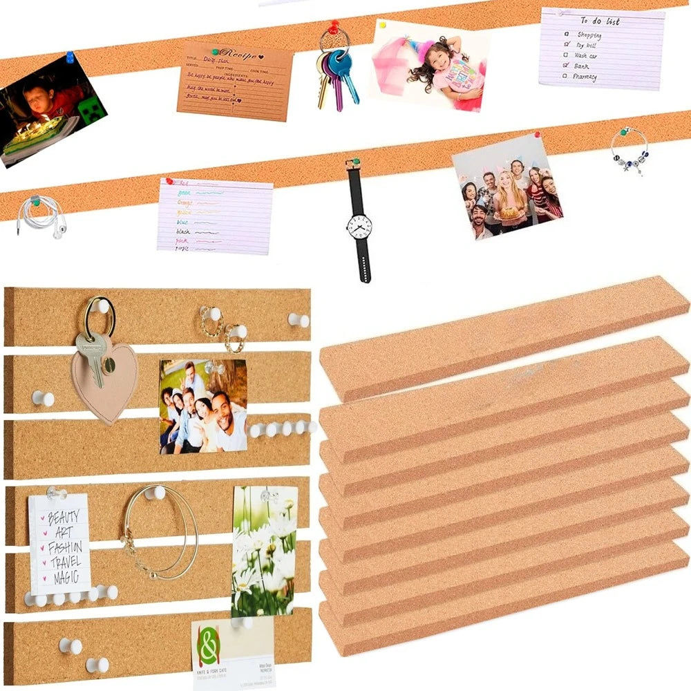 Self-Adhesive Cork Strip Board — Customizable Bulletin Board for Office & Home