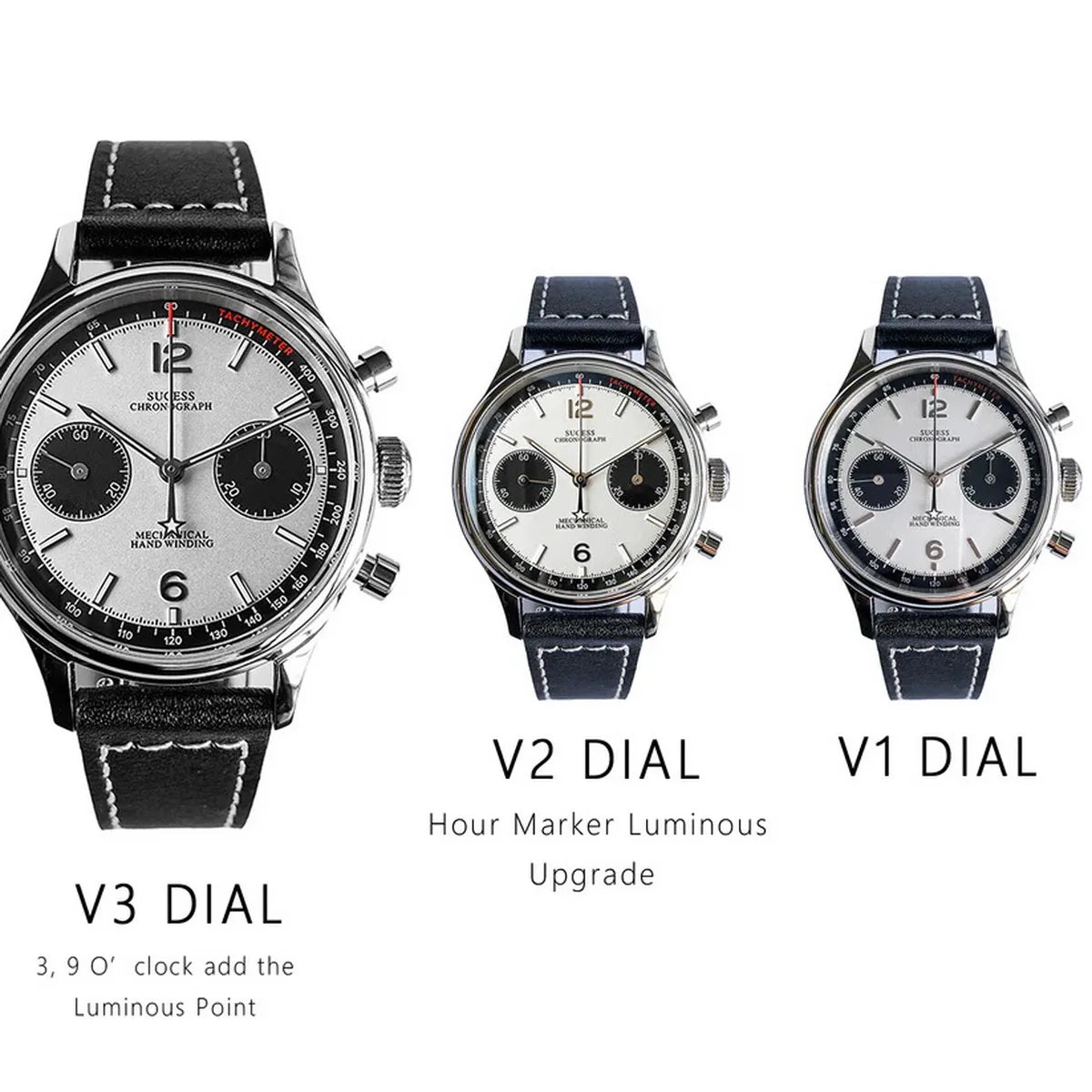SUGESS 1963 Pilot Watch — Mechanical Chronograph Panda Wristwatch