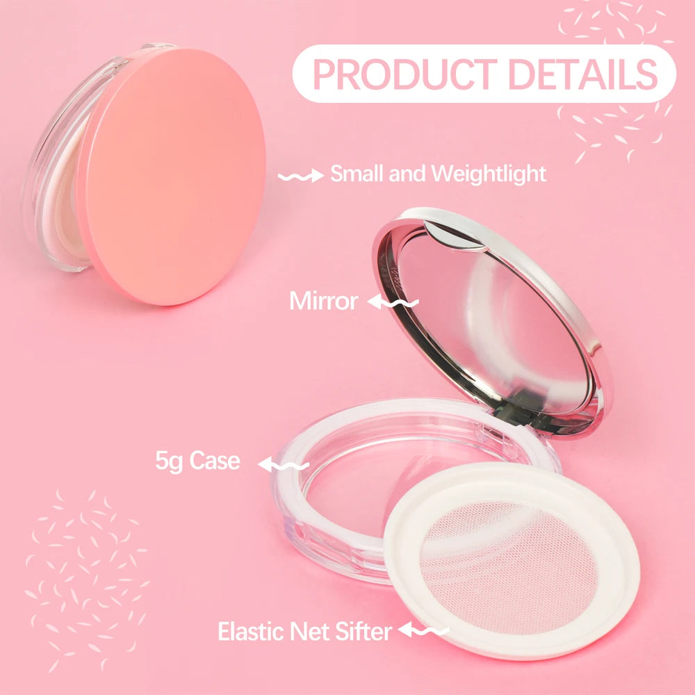 Portable Loose Powder Compact — Refillable Makeup Case with Mirror