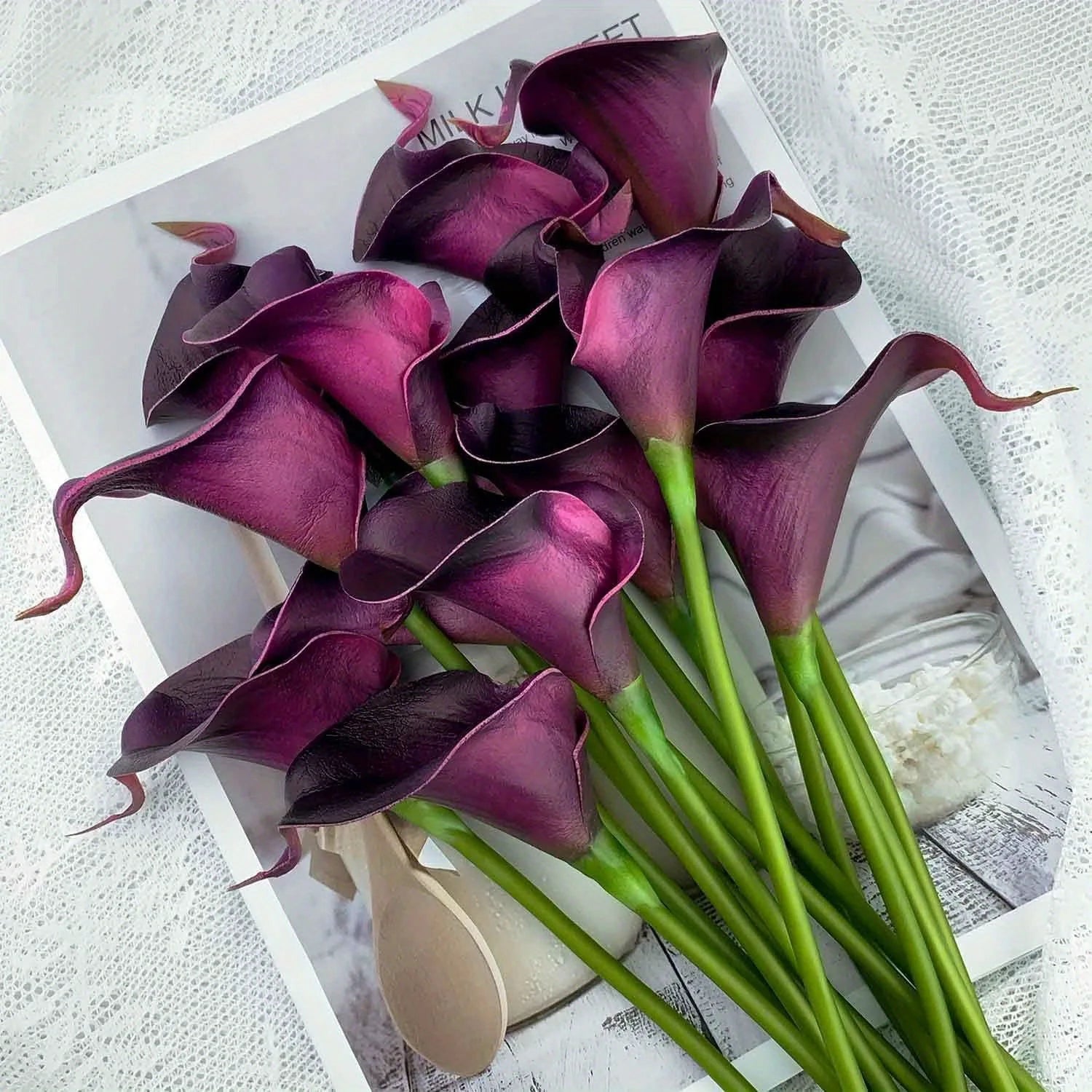 Artificial Calla Lily Flowers — Lifelike PU Floral Arrangement for Decor