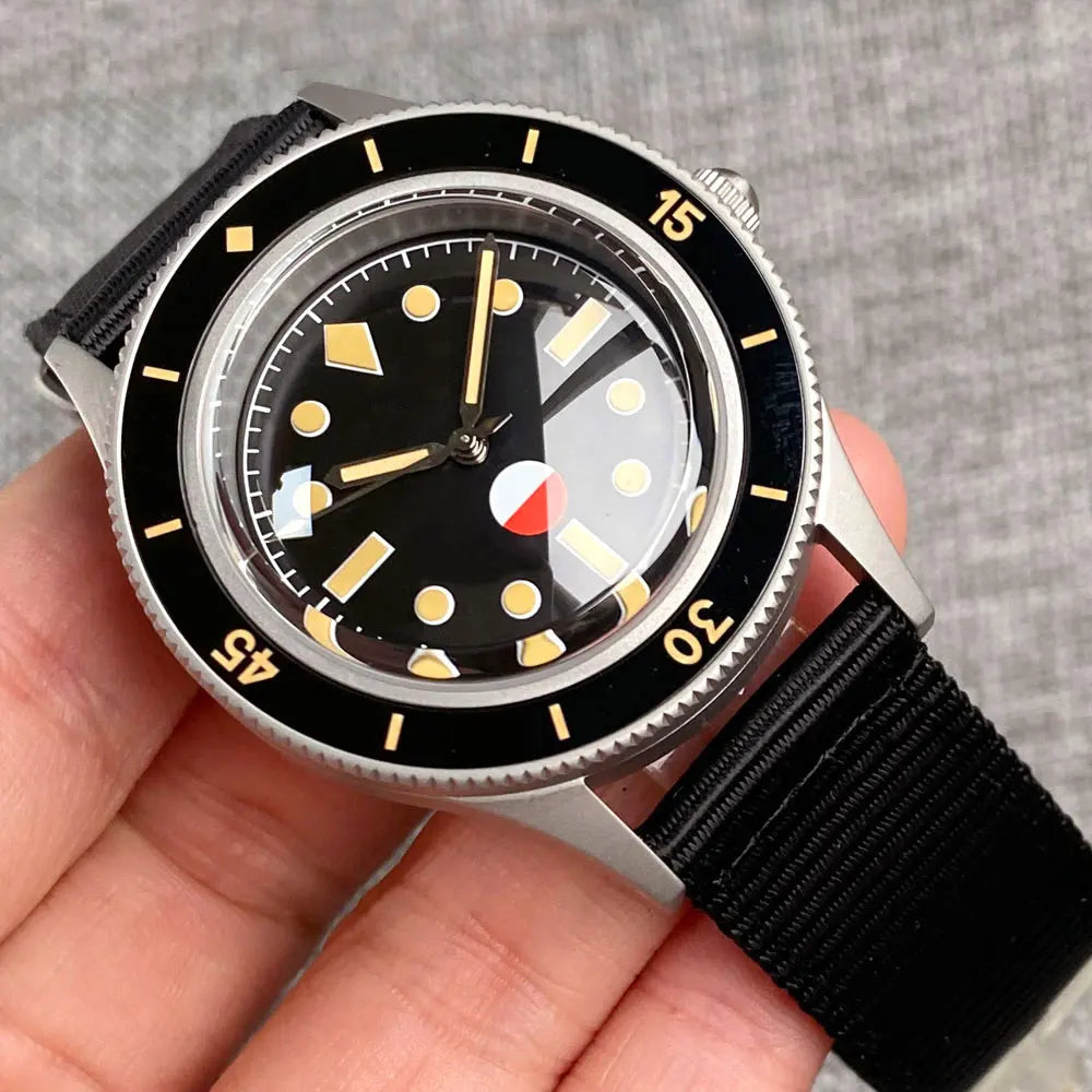Tandorio Automatic Mechanical Diving Watch — Luminous Sapphire Glass, Black Dial