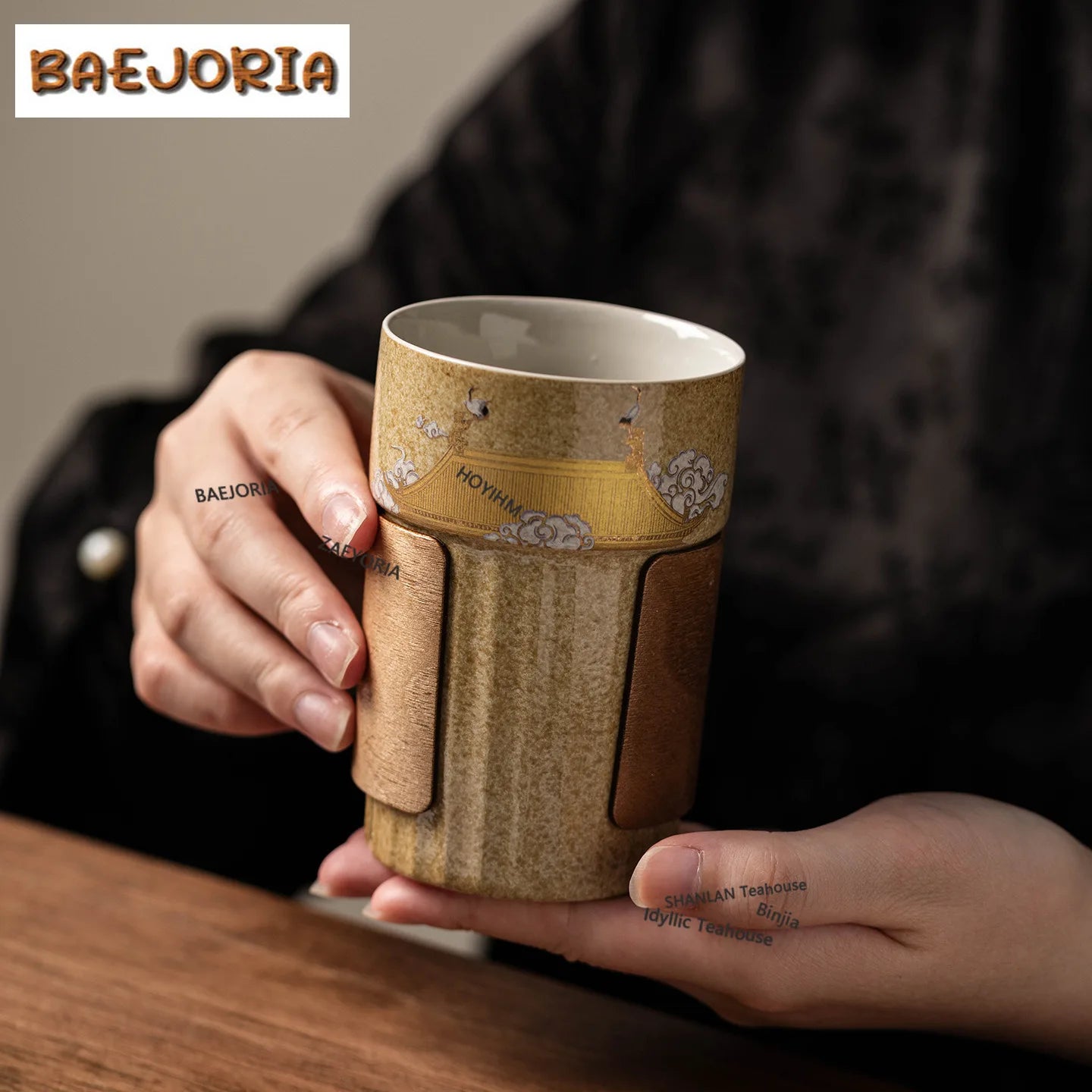 BAEJORIA Crane Design Tea Infuser Mug — Cultural Creative Filter Cup