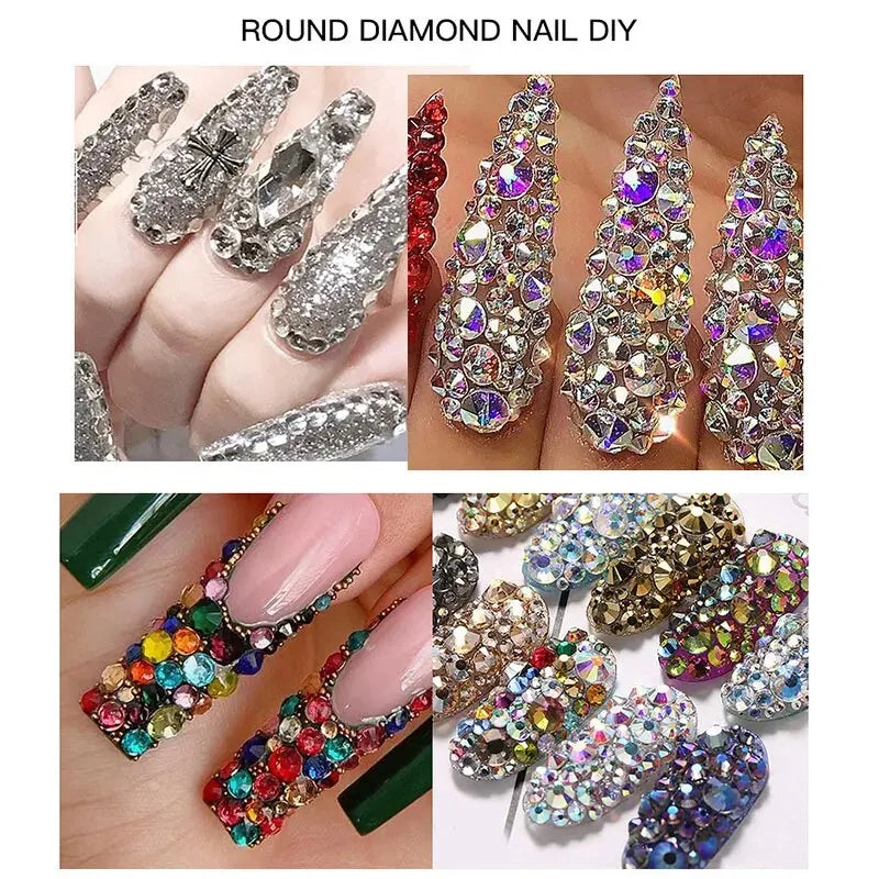 Red AB Crystal Rhinestones — 12-Grid Nail Art Decoration Box