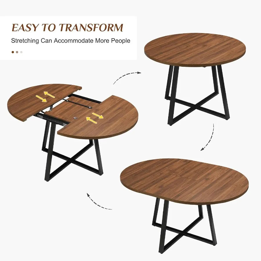 Round Dining Table — Extendable, Modern Space-Saving