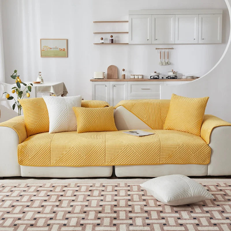 Crystal Velvet Sofa Cover — Non-Slip Furniture Protector for Pets and Kids