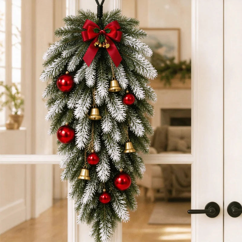 Artificial Pine Cone Wreath — Decorative Rattan Wall Hanging for Holiday Decor