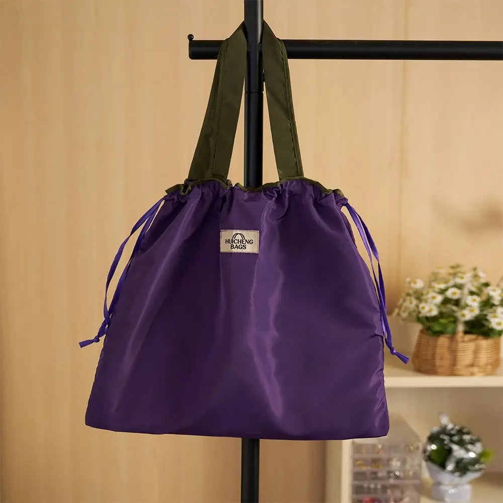 Reusable Nylon Drawstring Shopping Bag — Durable Grocery Tote for Travel