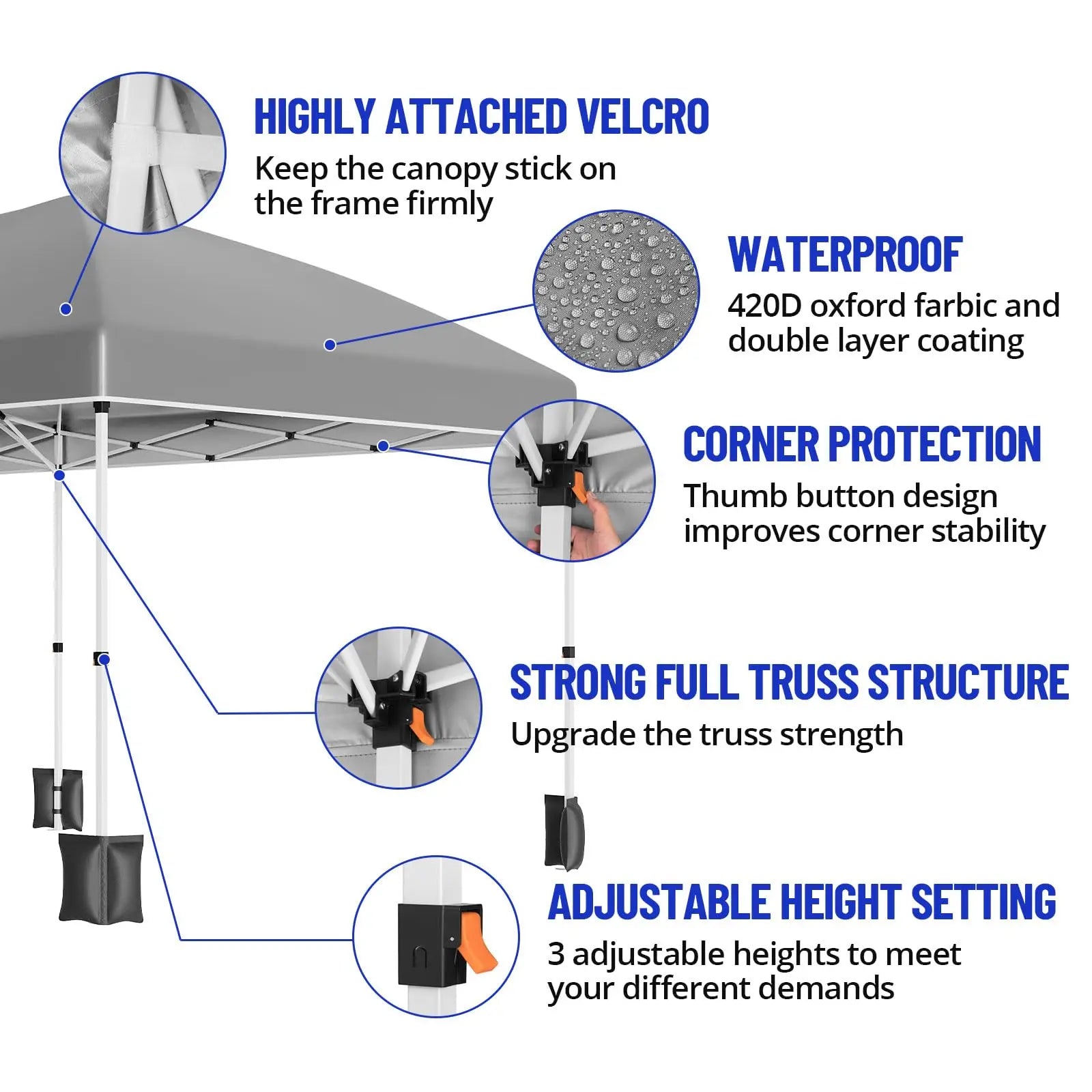 HiMISS Heavy Duty Pop Up Canopy — Waterproof Party Tent with 6 Sidewalls