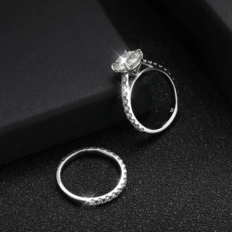 knobspin Moissanite Bridal Ring Set — Sparkling VVS1 D Color Eternity Band