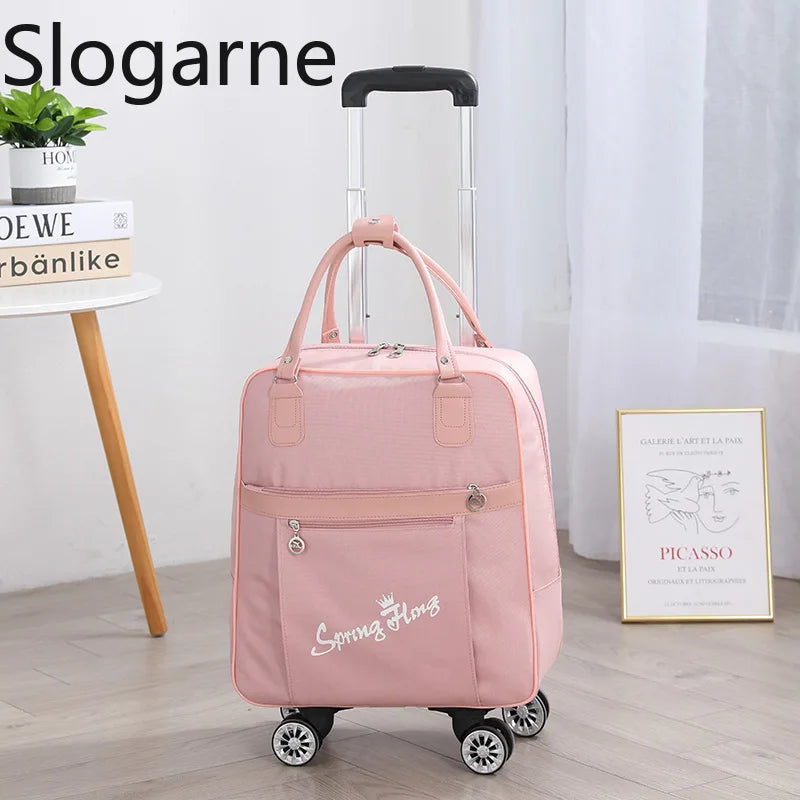 Rolling Travel Luggage Bag — Waterproof Oxford Cloth Suitcase with Wheels
