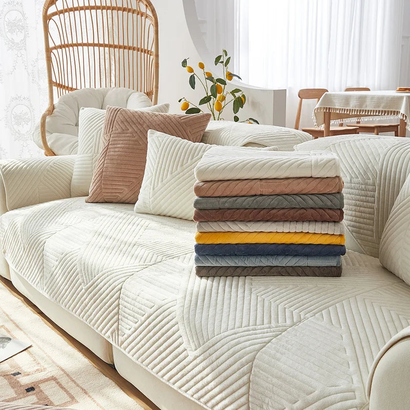 Crystal Velvet Sofa Cover — Non-Slip Furniture Protector for Pets and Kids