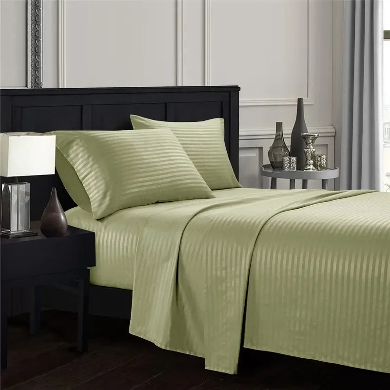 mystybloom Embossed Brushed Stripe Bedding Set — Soft Textured Sheet Collection
