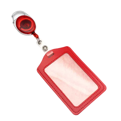 pelsone Retractable ID Badge Holder — PU Leather Work Pass Protector