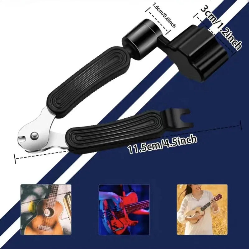 3-in-1 Guitar String Winder — String Cutter and Pin Puller Tool