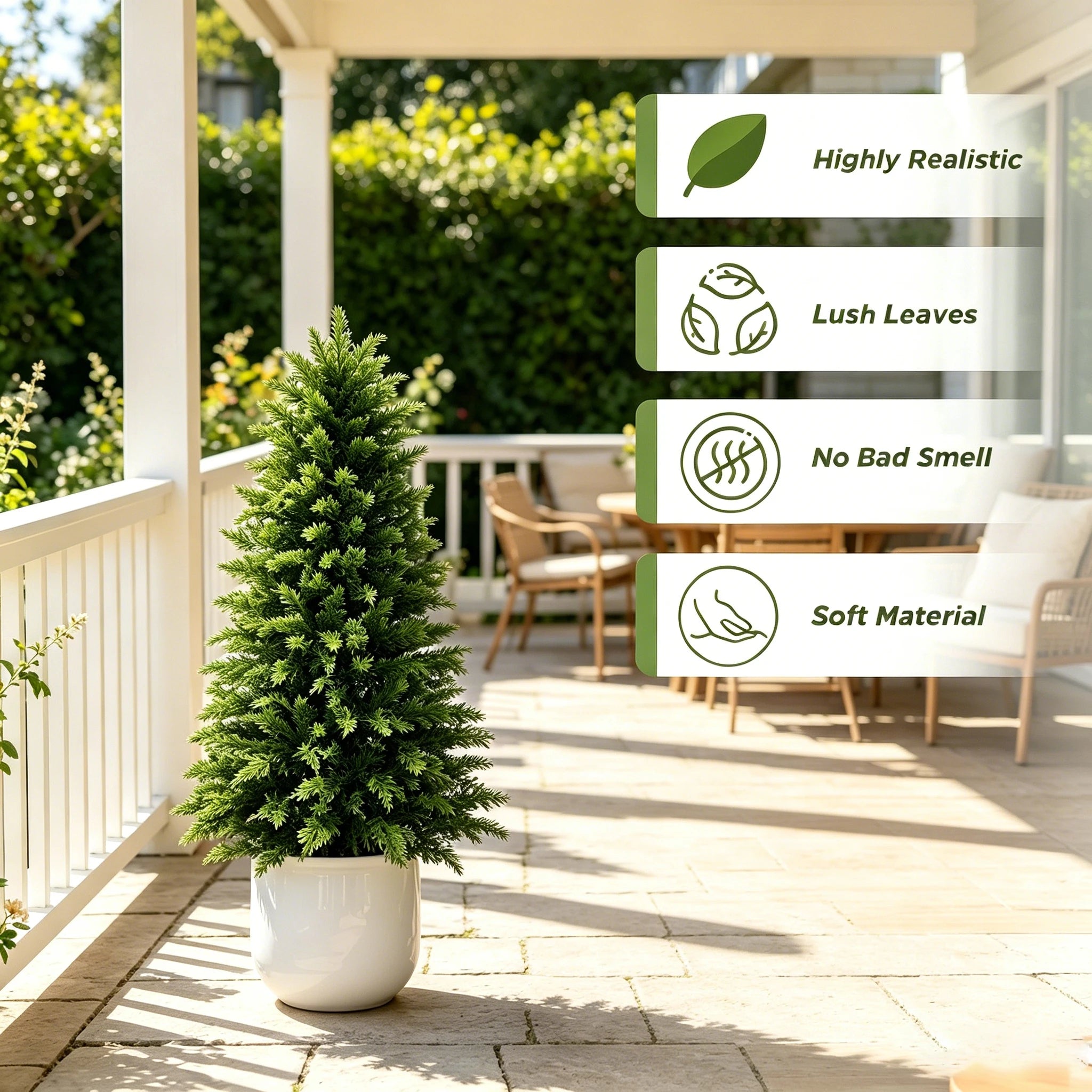 Artificial Cedar Topiary Trees — UV-Resistant Faux Evergreen Decor