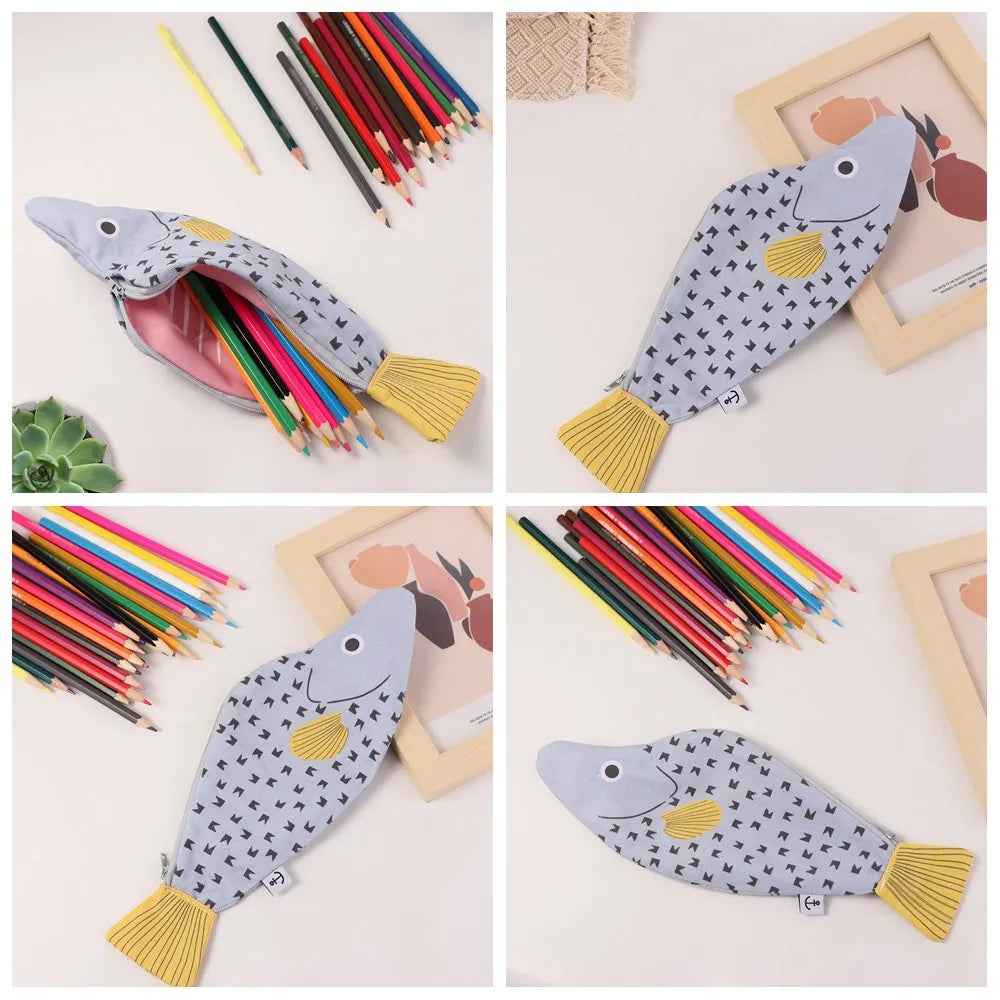 Creative Fish Shaped Pencil Case — Large Capacity Stationery Storage Bag