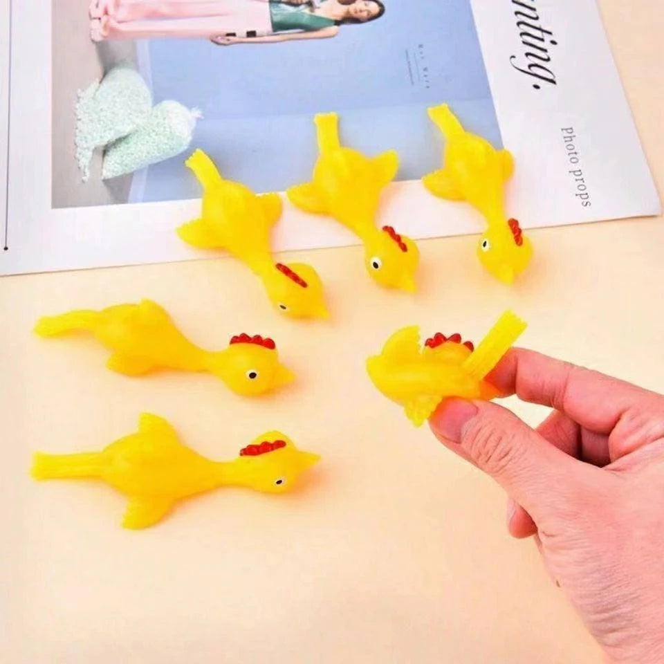 Rubber Chicken Finger Slingshot Toy — Novelty Ejection Prank Gift
