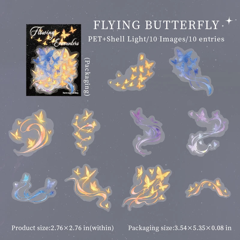 Fish and Butterfly Music Note Stickers — 10 Sheet Set for Scrapbooking