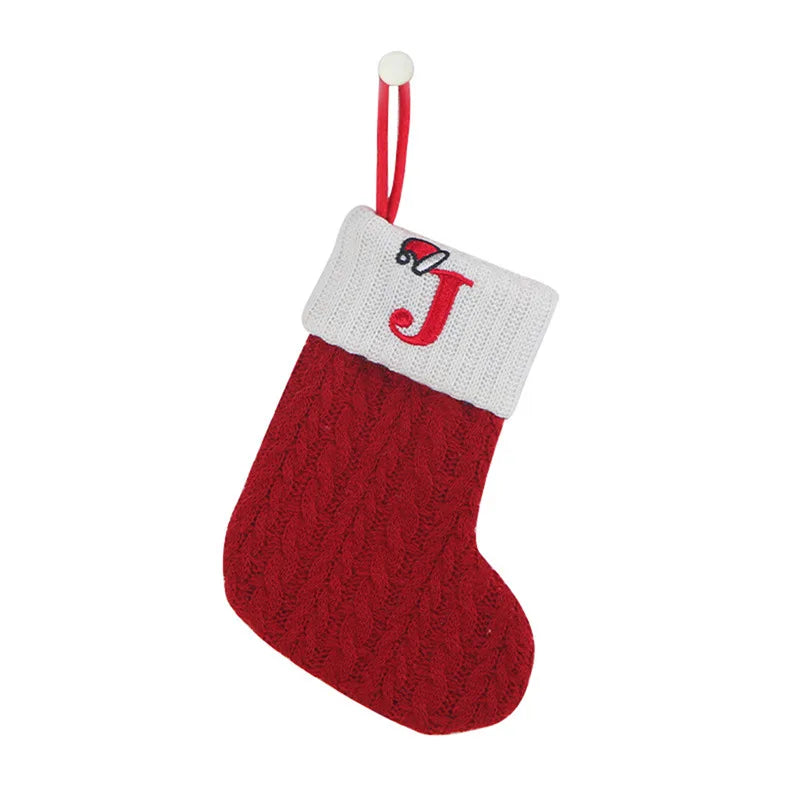 Knitted Snowflake Christmas Stocking — Decorative Holiday Tree Ornament